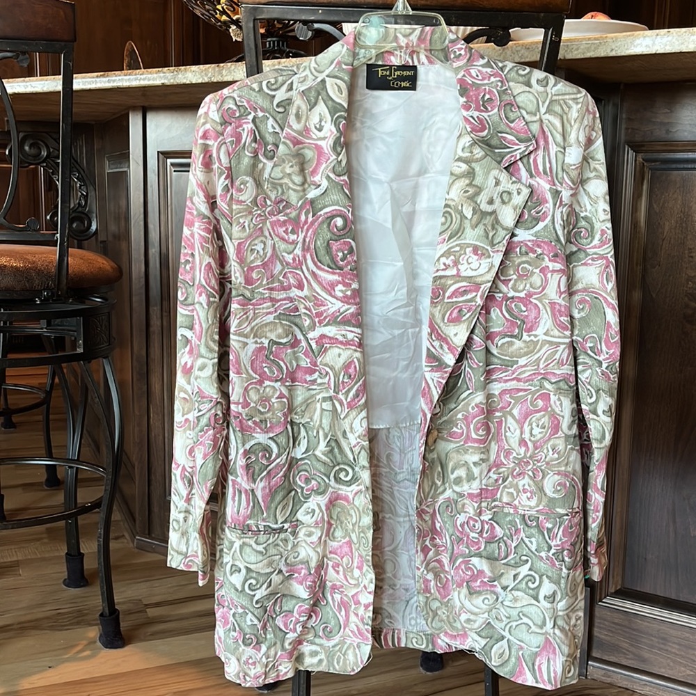 Vintage Blazer Suit Jacket Floral Lightweight Toni Garment for CC Magic Women XL